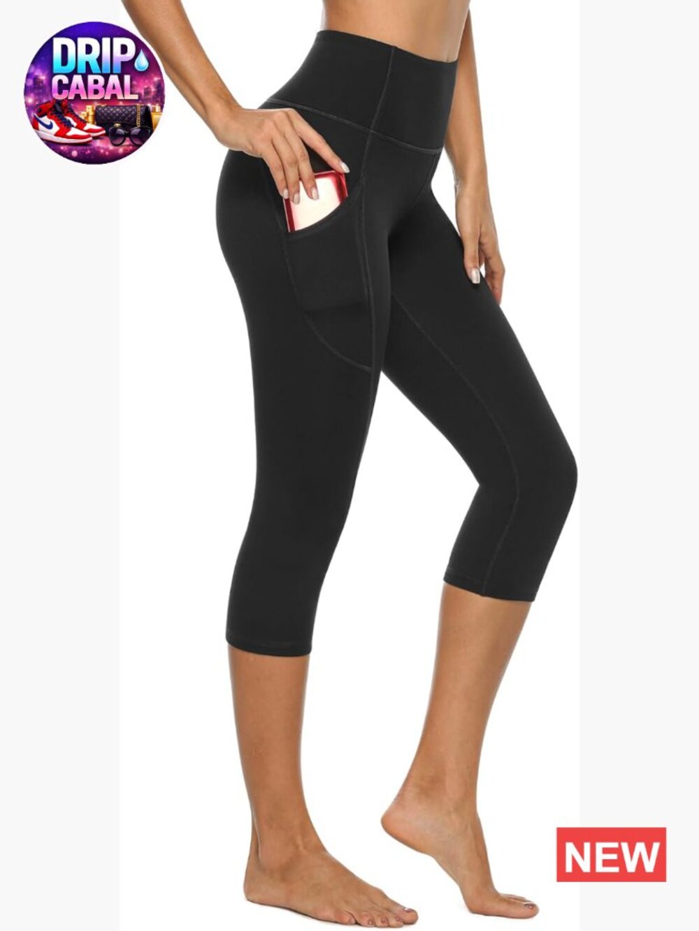 High Waisted Capri Yoga Pants with Pockets 4-Way Stretch Workout Leggings